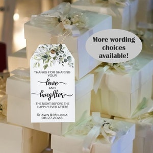 Wedding Favors Pack of 40 Love and Laughter The Night Before The Happily Ever After Tag/Favor Kit, Rehearsal Tag, Custom & Handmade To Order