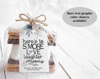 Wedding Favors Pack of 40 S'more Love Laughter and Happily Ever After Floral Tag D/Favor Kit, Rehearsal Tag, Thank You Tag Handmade To Order