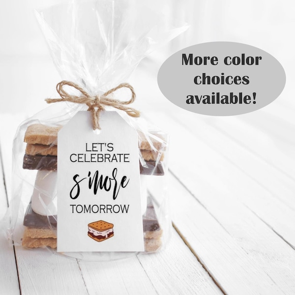 Pack of 40 Let's Celebrate S'More Tomorrow Tag/DIY Favor Kit, S'More Wedding Favor Tag, Rehearsal Dinner Tag, Handmade To Order