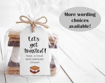 Pack of 40 Let's Get Toasted Tag, Celebration Tag, S'More Tag, Wedding Tag/DIY Favor Kit, Thank You Tag, Custom Tag - Handmade To Order