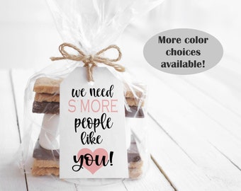 Pack of 40 We Need S'More People Like You Tag, Party Favor Tag/Favor Kit, Celebration Tag, Thank You Tag, Custom Tag - Hand Made To Order P