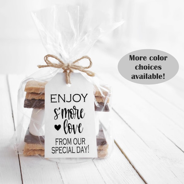 Pack of 40 Enjoy S'More Love From Our Special Day Wedding Tag/Favor Kit, Wedding Favor Tag, Thank You Tag, Custom Tag - Hand Made To Order