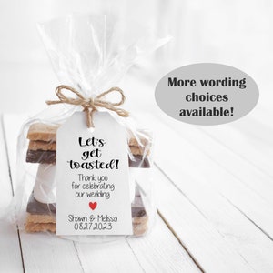 Pack of 40 Let's Get Toasted Tag, Celebration Tag, S'More Tag, Wedding Tag/DIY Favor Kit, Thank You Tag, Custom Tag - Handmade To Order
