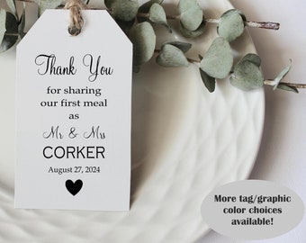 Pack of 40 Thank You For Sharing Our First Meal as Mr and Mrs Tag, Wedding Tag, Rehearsal Dinner Tag, Thank You Tag - Handmade To Order