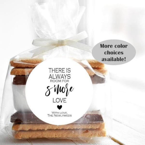 Pack of 40 There Is Always Room For S'More Love Stickers-White, Wedding Favor Sticker, Thank You Tag, Custom Tag - Hand Made To Order