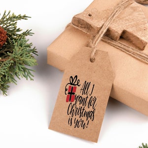 Pack of 40 Christmas Gift Tags, Can be Personalized, Custom and Handmade to Order, All I Want, Merry Christmas, Noel, Nutcracker, Reindeer