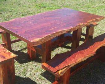 Cedar Table, Rustic Dining Set, Farm Table, Live Edge Table, Cedar Dining Set, Trestle Table, Dining Table