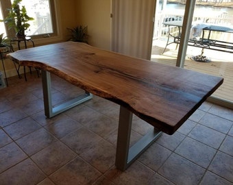 Live Edge, Spalted Burr Oak Dining Table- Single piece top!