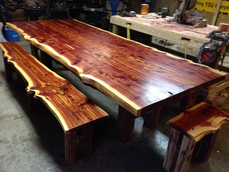 10' Table Cedar Table, Live Edge Table, Cedar Dining Set, Farm Table
