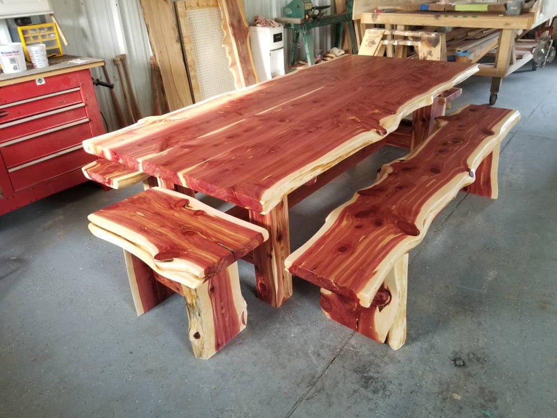10' Table Cedar Table, Live Edge Table, Cedar Dining Set, Farm Table