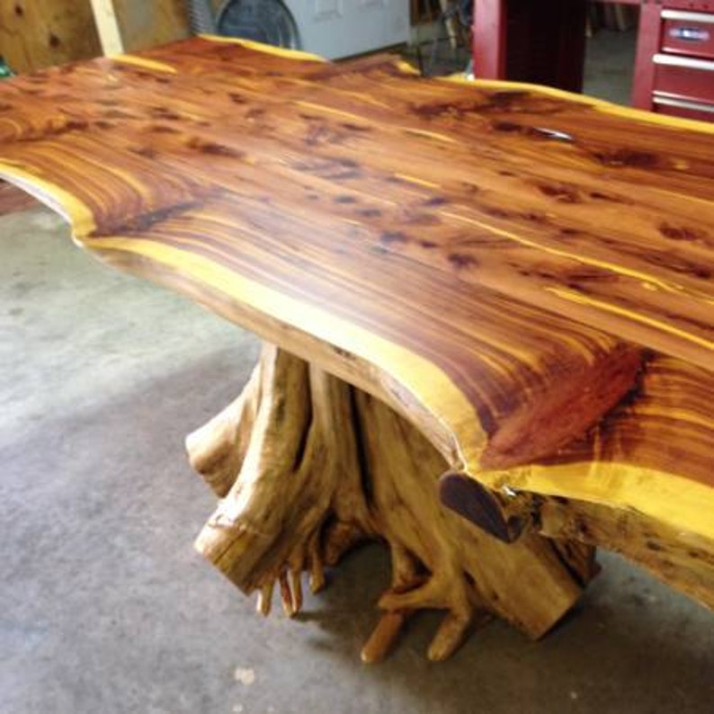 Stump Table Rustic Table Live Edge Table Cedar Table | Etsy