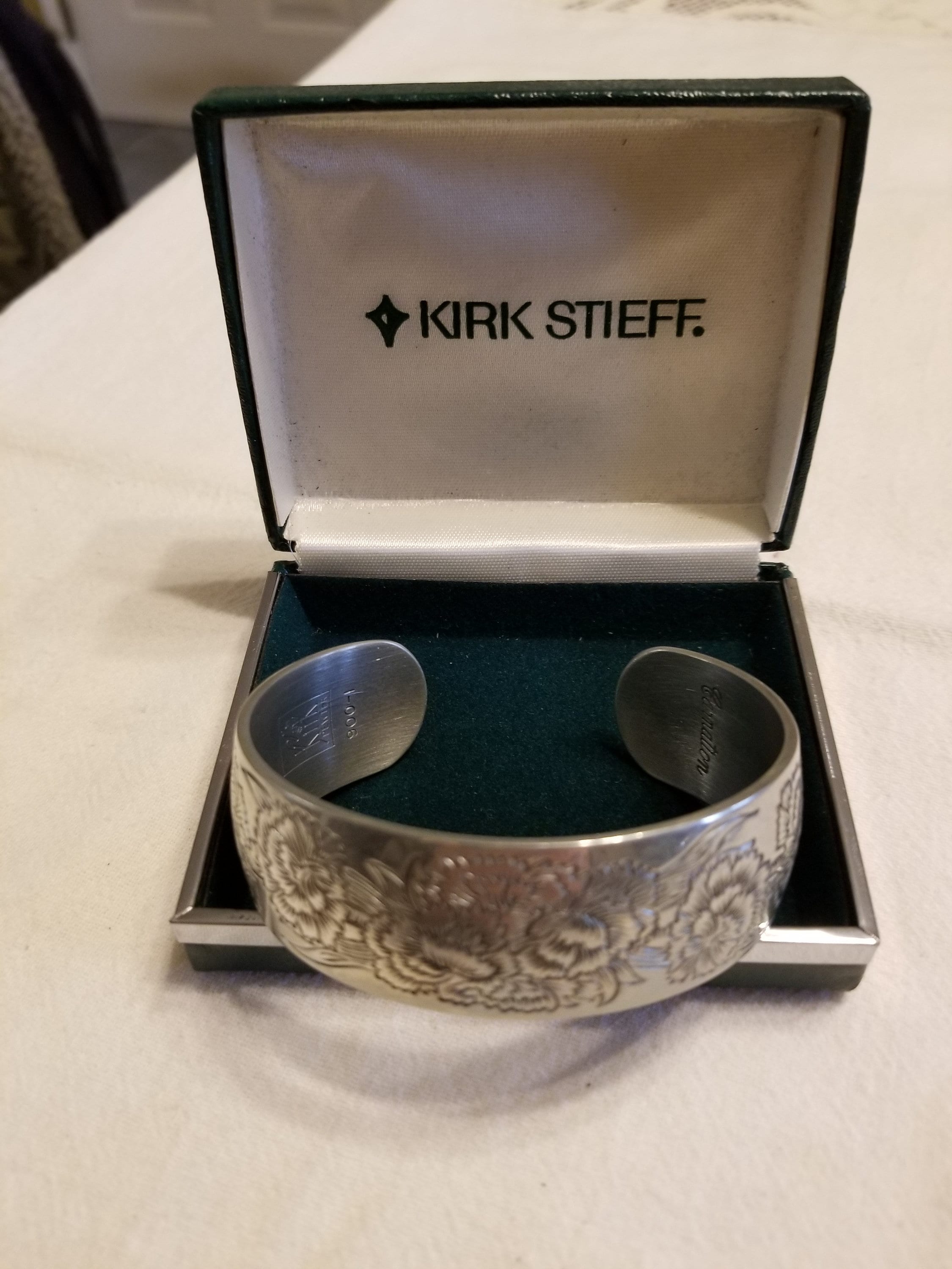 Vintage Kirk Stieff Pewter Cuff Bracelet. Flower of the Month. Carnation january. 7 Length. Very Nice Cond. Gr8 Gift Idea. Free USA Shippin Etsy Canada