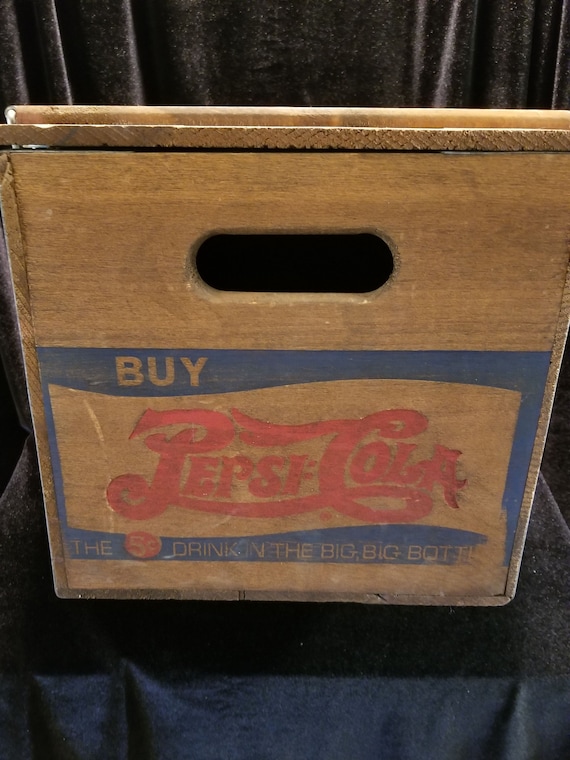 Vintage 1950s Double Dot Wooden Pepsi Cola Crate With Hinged