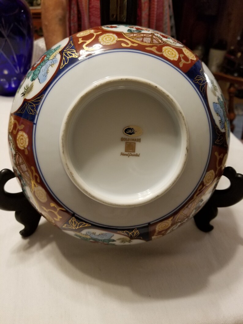 Free Shippin in U.S.A. Manufacturers Mark 3 12 Tall Vintage 8 34 Wide Gold Imari Hand Painted Floral /& Peacock Design Bowl Ex Cond