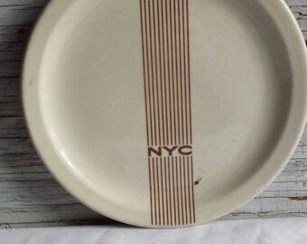 Vintage 1948 New York Central Railroad Dining Car 8 7/8" Plate. Mercury Pattern. Grading Cond. Is a 2. Has a small blemish from manufacturer