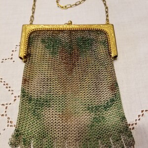 Vintage early 20th Century Colored Metal Mesh Whiting and Davis Purse. Very Nice Cond. Manufacturers Mark. 100 Years Old. Free Shipping USA