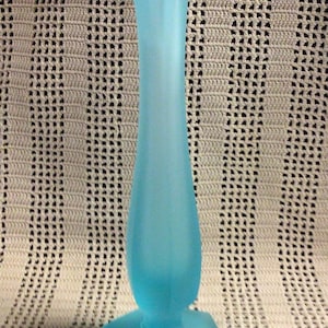 Vintage Blue Satin Glass Bud Vase by Westmoreland. Stands 9”. Beautiful. Excellent Condition. Clean. Free shipping USA. 30 dollars.