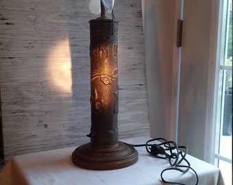 Vintage WW1 Trench Art Lamp from a Howitzer Shell.  This lamp was dedicated to someone&#39;s mother and by someone with a connection to France.