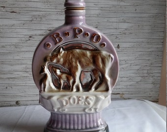 Vintage 1971 Jim Beam Distilling Co. Decanter. The Benevolent Patriotic Order of Does 50 Years 1921-1971. Provenance on Decanters Bottom.