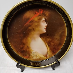 Barquette à bière Christian Feigenspan Brewing Co. représentant une femme victorienne. Vers les années 30. N.P.D. Fierté de Newark. A.C. Co. 71-A. Livraison gratuite aux États-Unis