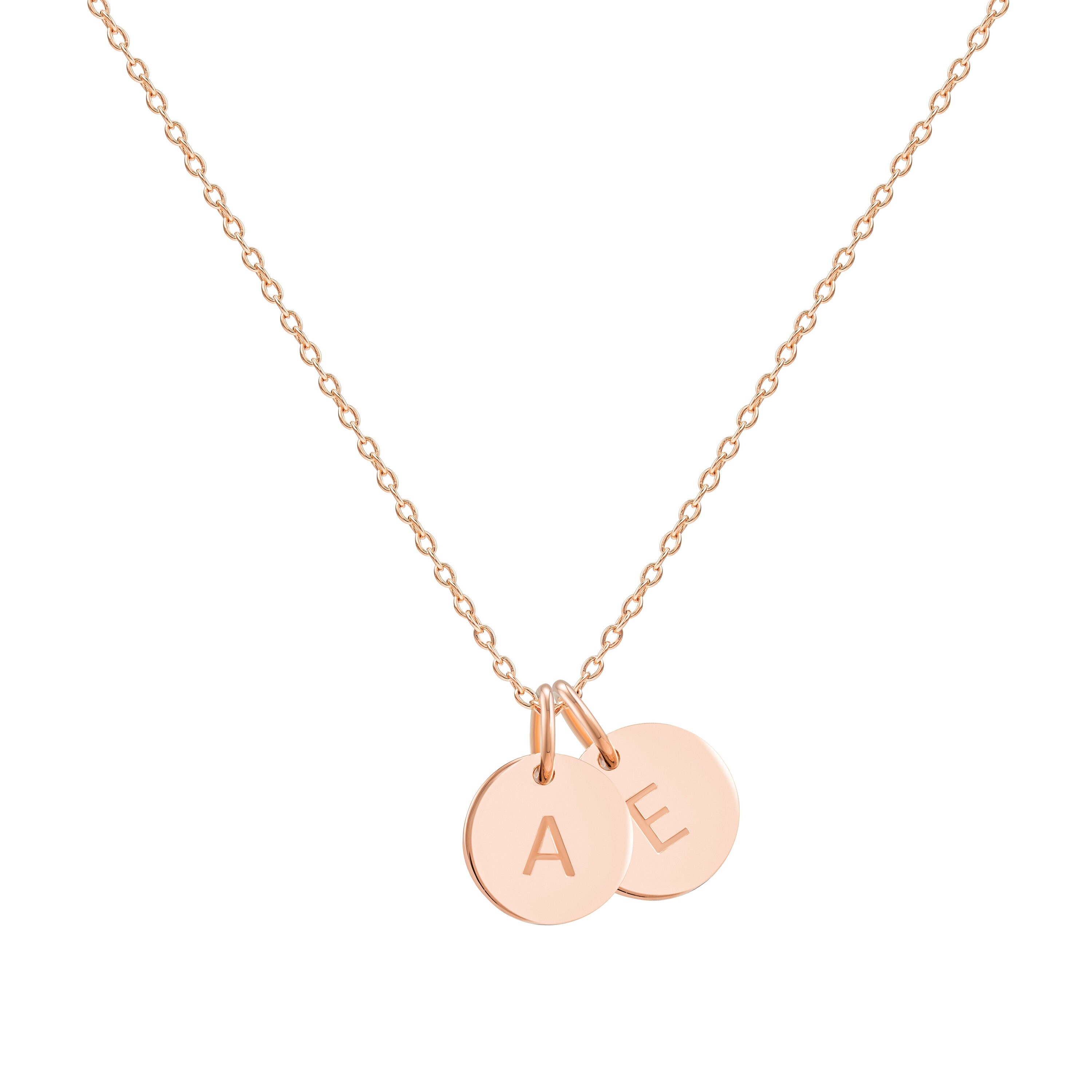 Rose Gold Initial Disc Necklace | Etsy