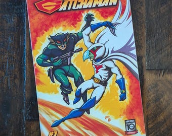 Portada exclusiva de Gatchaman #1 de Mad Cave Comics por Scott y Ken