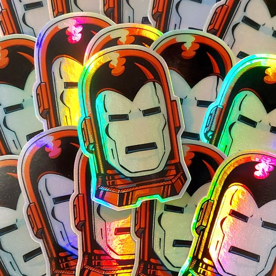 Retro Holographic Silver Centurion Iron Man Vinyl Sticker Etsy