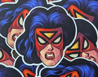 Pegatina de vinilo retro de Spider-Woman