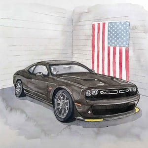 Custom Muscle Car Painting - Personalized Watercolor Artwork