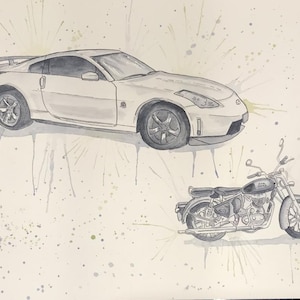 Custom Motorcycle Painting - Personalized Watercolor Artwork