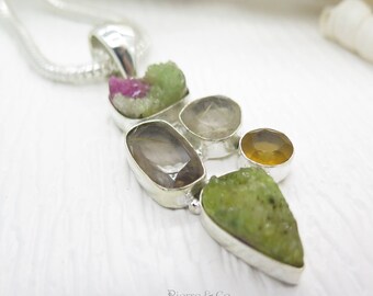 Topaz and River Pearl Unique 925 Sterling Silver Pendant 1 3/4 M030 Natural Golden Rutile Topaz and River Pearl Unique 925 Sterling Silver Pendant 1 3/4 M030 Natural Golden Rutile