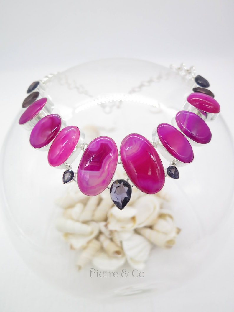 Pink Today's only Lace Agate Amethyst Sterling Max 74% OFF Necklace Silver