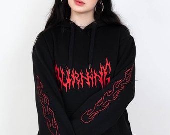 Flames Hoodie - Aesthetic Hoodie, Aesthetic Clothing, Aesthetic Flame, Y2K, Tumblr Clothing, Grunge Hoodie, Tribal Tattoo Flames, Egirl