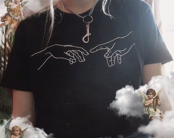 Creation of Adam T-shirt - Aesthetic Clothing, Aesthetic Shirt, Michelangelo Shirt, Tumblr Clothing, Tumblr Shirt, Line Art Shirt, Grunge
