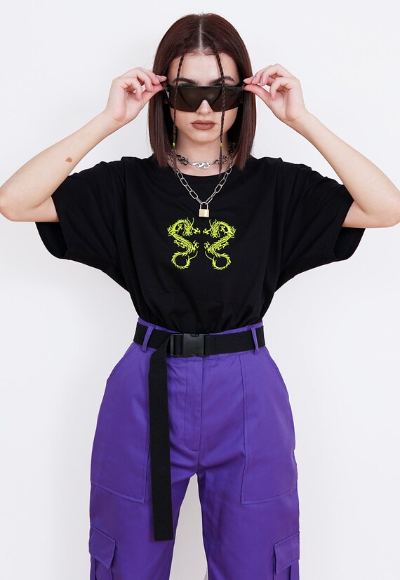 Dragons Shirt Dragon T-shirt, Neon Green, Embroidered Shirt, Aesthetic  Clothing, Aesthetic Shirt, Tumblr Clothing, Tumblr Shirt, Y2K - Etsy