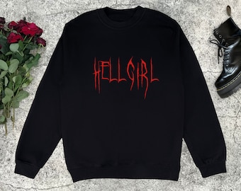 Hell Girl Sweatshirt - Aesthetic Clothing, Aesthetic Shirt, Aesthetic Hoodie, Hell Angel, Grunge Shirt, Tumblr Clothing, Tumblr Shirt