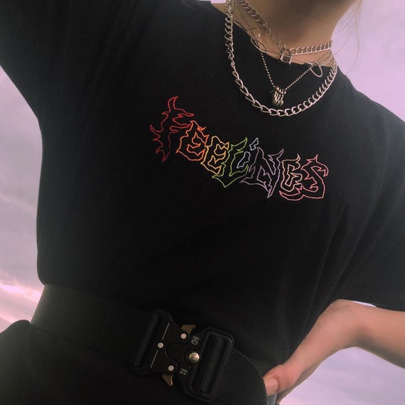 Feelings T-shirt - Aesthetic Clothing, Aesthetic Shirt, Aesthetic Clothes, Gay Shirt, Gay Pride Shirt, Embroidered Shirt, LGBT, Rainbow