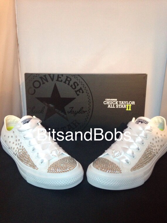 Custom cristal Diamanté Bling mariage blanc Converse MONO Custom cristal Diamanté Bling mariage mariage mariage blanc Converse MONO 8ed6bd