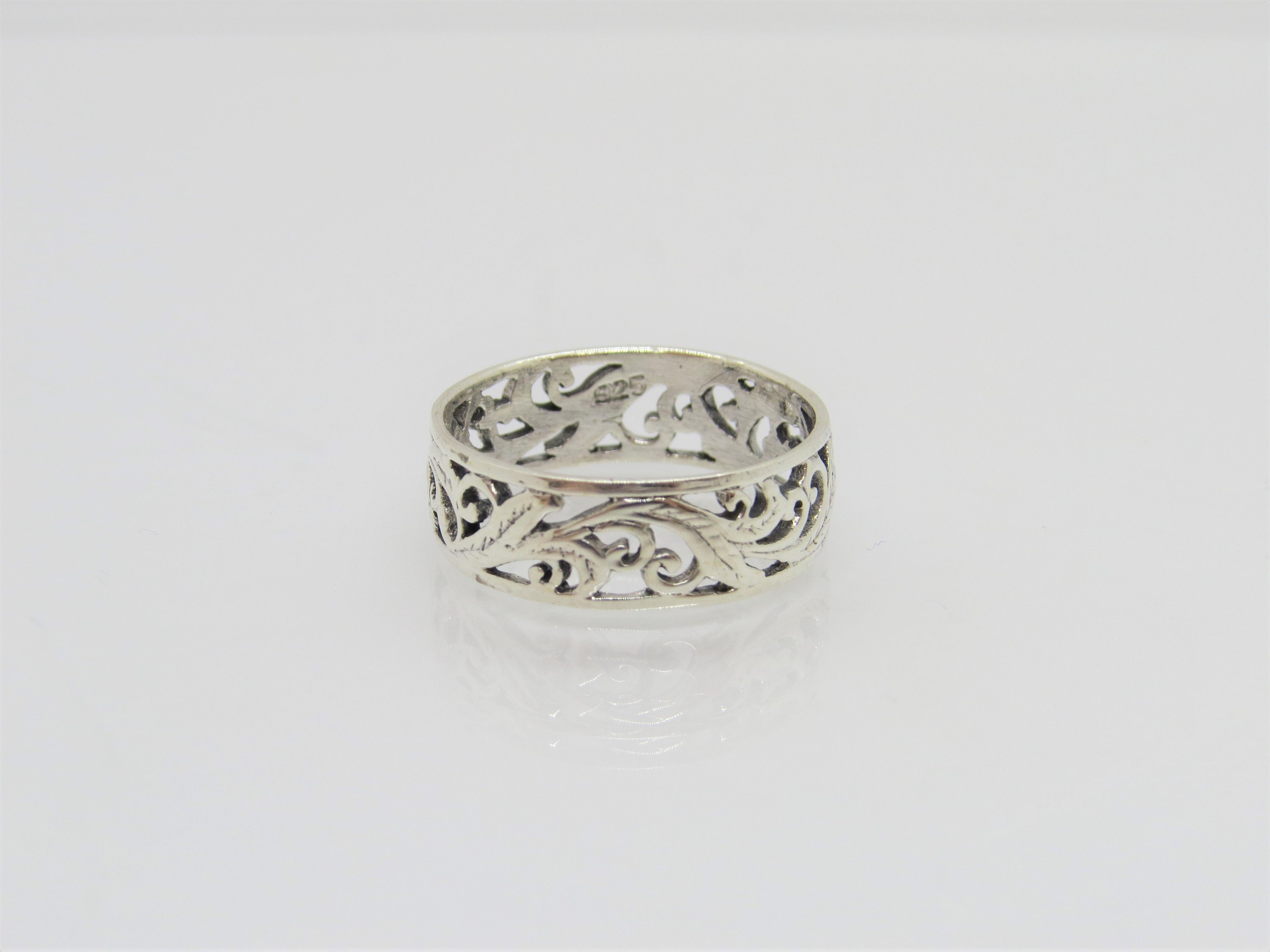 Vintage Sterling Silver Filigree Band Ring Size 9 Etsy