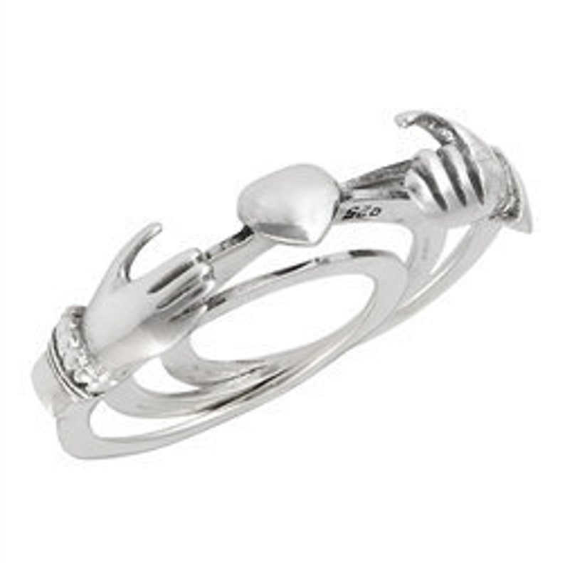 Vintage Sterling Siver Open Hand /& Heart Ring Size 9