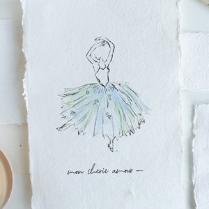 Handgezeichnete Aquarell Ballerina Karte für Geburtstage, Jubiläen, Muttertag, Events, etc.