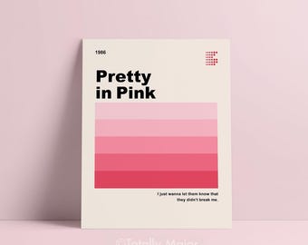 Cyfrowy wydruk filmu „Pretty In Pink”, blok kolorów w stylu retro, plakat filmowy, kaseta VHS – pobranie cyfrowe