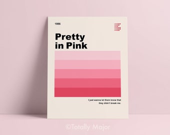 Pretty In Pink Print, Retro Colorblock, Movie Poster, VHS, Minimalist, Color Palette, 8x10