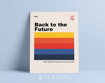 Back to the Future Inspired Print. Retro Colorblock. Mid-Century Modern. Television Movie Poster. VHS. 8x10