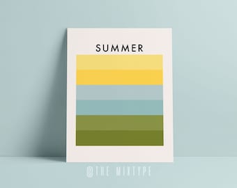 Summer Print, Retro Colorblock, Color Palette, Wall Art - 8x10