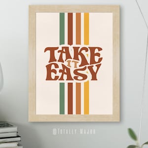 Take it Easy Retro Printable Wall Art - Digital Download