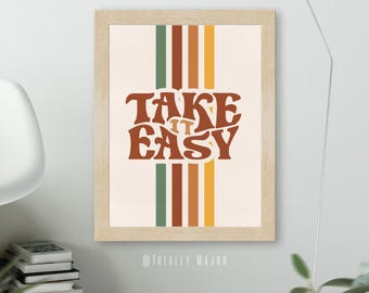 Take it Easy Retro Printable Wall Art - Digital Download