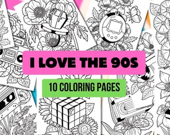 Kolorowanka „Nostalgia lat 90.” | Zabawa na imprezę w stylu retro (do pobrania w wersji cyfrowej)