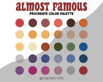 Almost Famous Procreate Color Palette | 30 Colors | Instant Digital Download