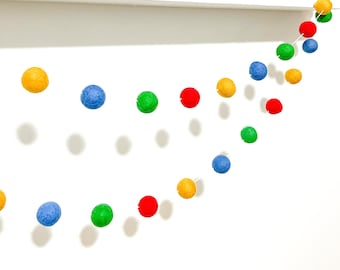 Sesame street Felt Ball Garland , Sesame street birthday, Neutral garland, sesame street decor ,play room decor , summer garland